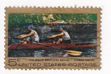 STAMP US SCOTT 1335 "The Biglin Brothers Racing" 5 CENT 1967 USED FANCY CANCEL
