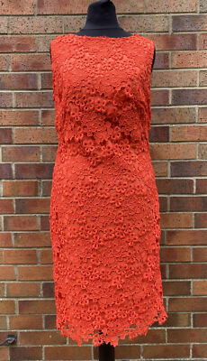 NEW Myleene Klass 60s Retro Orange Lace Dress 10 Wedding Races Smart Sassy  UK - Main Image