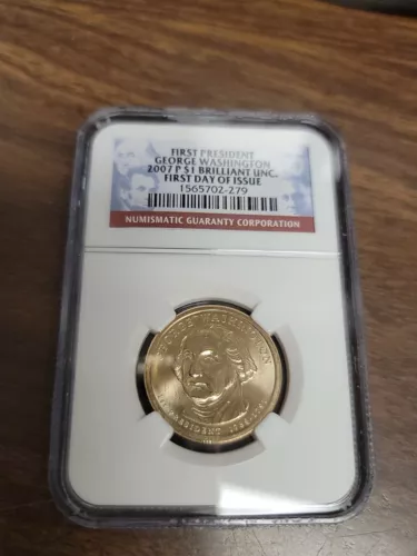 2007 P  Presidential Dollar - NGC BU - George Washington - First Day of Issue