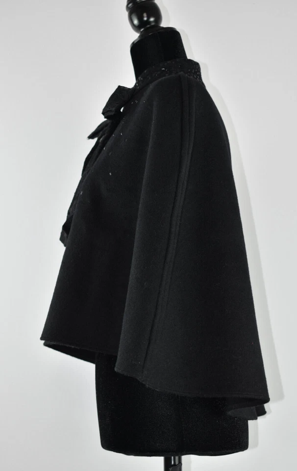 Prabal Gurung for Target One Size Bow Sequins Studs Cape Black SnapOn Wool Blend - Image 3 of 4