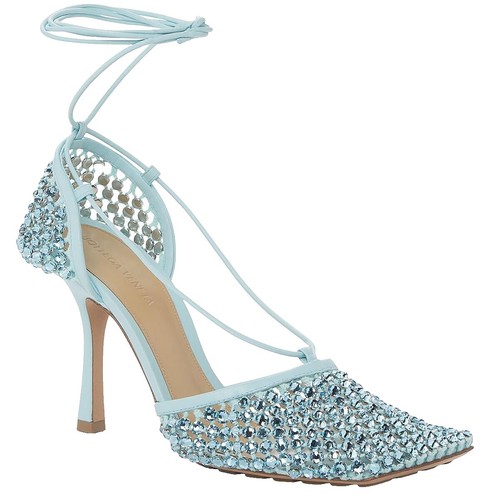 Bottega Veneta Stretch Embellished Ankle Strap High Heel Pumps