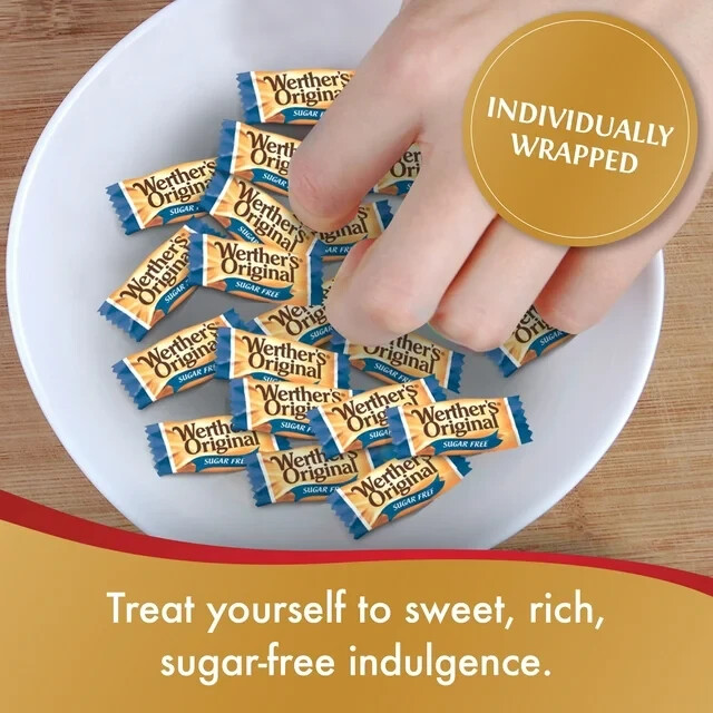 Werther's Original Hard Sugar Free Caramel Candy, 7.7 oz Made With Real Butter