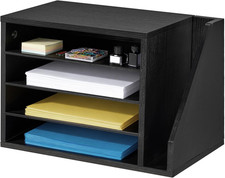 Literature Organizer, 4 Compartments Office Mailbox with Detachable Shelves, Woo