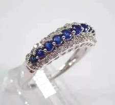 14K White Gold Plated 2Ct Round LabCreated Blue Sapphire Women's Wedding Ring