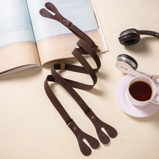 Coffee Braces 6 Buttons Straps Y-shape Suspender Nylon Leather 20mm Adjustable