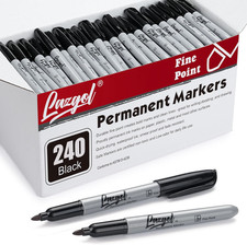 Permanent Markers Bulk, 240 Pack Fine Tip Black Permanent Markers, Waterproof Ma