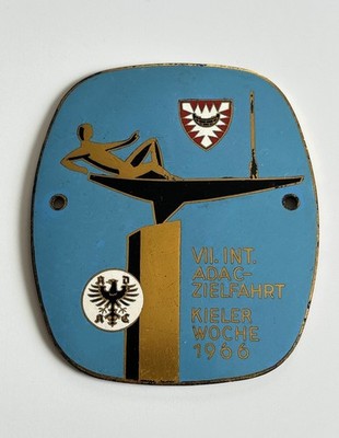 Official 1966 ADAC Zielfahrt Car Badge Kieler Woche Enamel Plakette Poellath