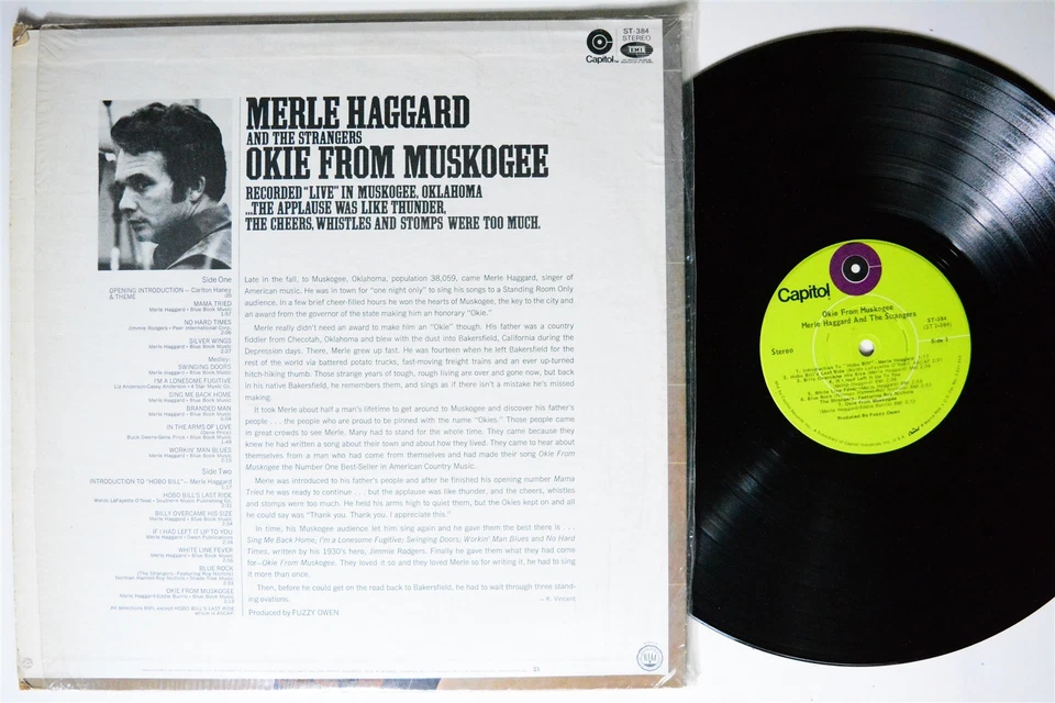 MERLE HAGGARD Okie From Muskogee CAPITOL LP VG+ SHRINK 1st press - Image 2 of 2