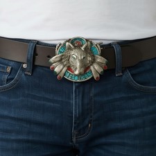 Vintage 1994 Great American Products Wolf Belt Buckle 4119 Southwestern Enamel