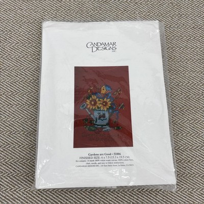 Gardens are Good'' Candamar Designs Waste Canvas Counted Cross Stitch Kit 51006