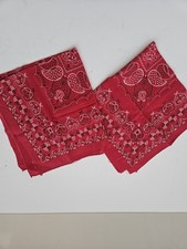 Vintage Red Fast Color All Cotton N 14193 Hanky Bandana Handkerchief Set Of Two
