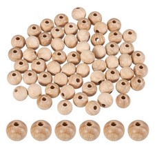 60Pcs 14mm Wood Beads Unfinished Pure Natural Round Wooden Beads