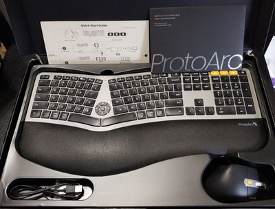 ProtoArc EKM01 Plus Ergonomic Wireless Keyboard Mouse Combo Split Wrist Rest