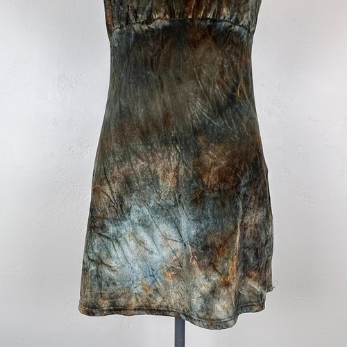 Vintage Dress Women M Babydoll Fairy Grunge Whimsigoth Witch Tie Dye Velvet Puff - Picture 3 of 12