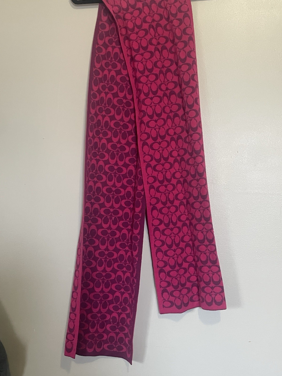 Coach Pink Purple Logo Pattern Rectangle Scarf fo… - image 1