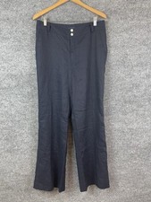 CHAPS Women's Wide Leg Navy Casual Dress Trouser Pants 100% Linen Size 12 9528