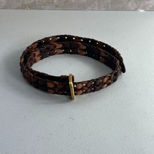 Talbots Womens Belt Brown Tan Braided Leather 90's Size Large
