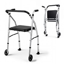 Folding Walker for Seniors, Lightweight Aluminum Mobility Walker with 2 Wheels