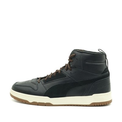 PUMA Herren Rebound High Sneaker Schwarz Leder High-Top Schaft Basketball EU 46
