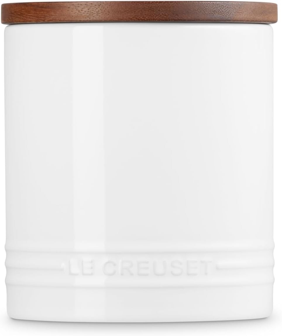LE CREUSET ホワイト 保存容器 Le Creuset 1.2 qt Wood Lid Salt Cellar White Signature XL Storage