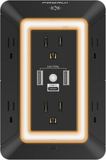 Outlet Extender Power Strip, 6 AC Surge Protector Outlets with 3 USB Ports 1 U