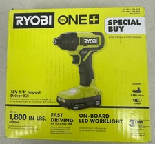 RYOBI One + 18V 1/4" Impact Driver Kit 1.5 Ah Battery & Charger PCL235K1 NEW