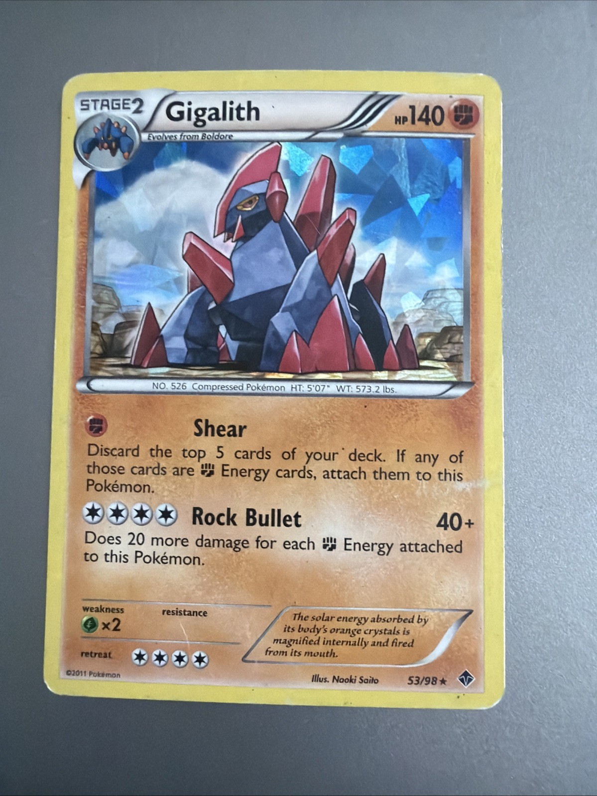 Pokemon - Gigalith - 53/98 - Pre Con Deck - Cracked Ice Holo - 2011