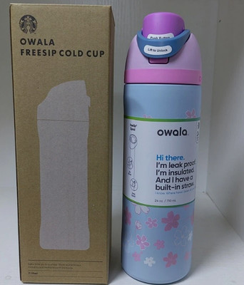 Starbucks X Owala 2026 Light Blue with Pink Sakura Insulated Straw Tumbler 24oz
