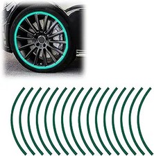16PCS Reflective Wheel Rim Stripe Decals for 17-19 Inch Tires, Un Color: Green