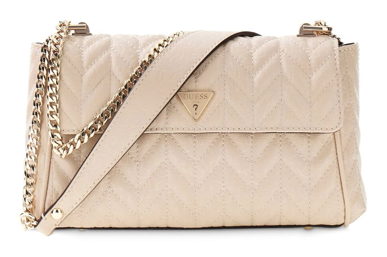 GUESS shoulder bag Stacey Convertible Xbody Flap Light Beige
