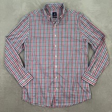 Johnnie O Prep-formance Plaid Button Down Shirt Mens Medium Red Blue Green EUC