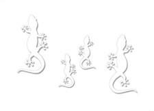 4 Gecko Climbing Vinyl 4" and 7" Decal Set Reptile 4 Solid White Decal Set