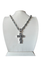 Orthodoxe Silberkette mit Kreuz | Goethe-Stil | 925er Silber massiv | 8 mm Breit