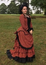 1860s Victorian Dresses Ball Gown Victorian Civil War Elegant Bustle Gown Dress