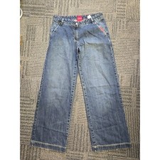 Wide Leg Jeans Women's Denim Blue Cropped High Rise Casual Pants Y2K sz 8
