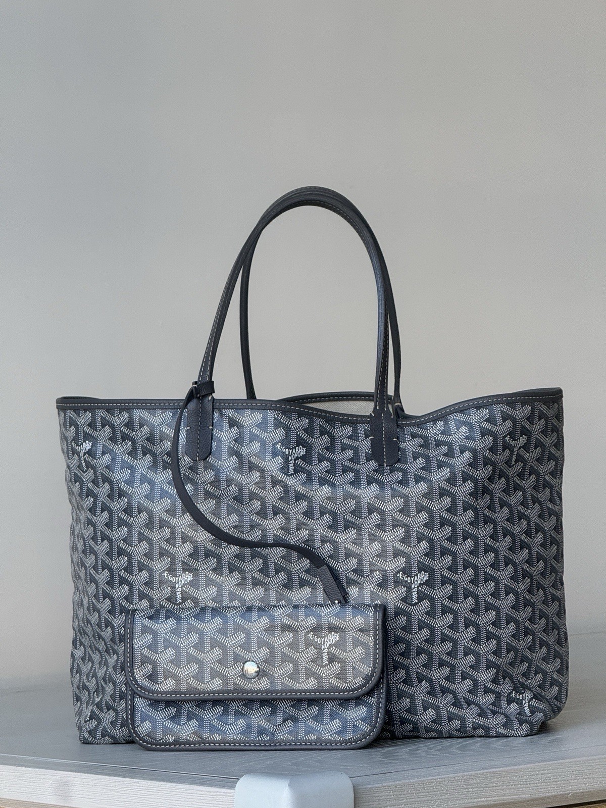 Goyard Goyardine Saint Louis PM Grey Tote Bag