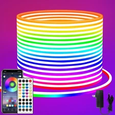 LED neon Lights Strip 66ft,DC 24V RGB LED neon Light Strip APP Remote Control...