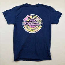 Mr. Zogs Sex Wax T-Shirt Mens Medium Blue Surfboard Surfing Graphic Tee