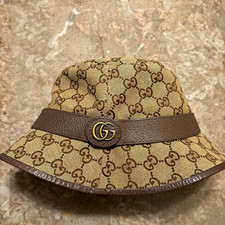 Gucci GG Logo Monogram Bucket Hat Beige/Brown Women s Size M 58 cm