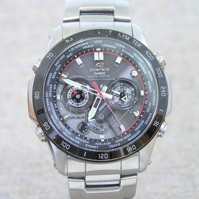 Casio Edifice EQW-M1000D Uhr Solar Wave Ceptor 100m Chronograph Japan Silber