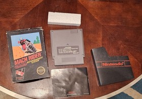NES CIB Mach Rider w/ Box & Manual, Early - No Rev. A With Unpunched Hangtab