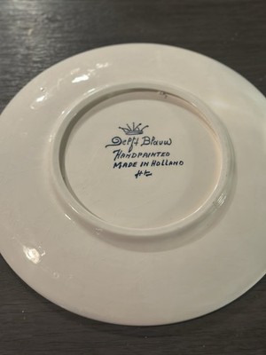 Delft Blauw Handpainted Holland Blue Floral Bird Ceramic Plate