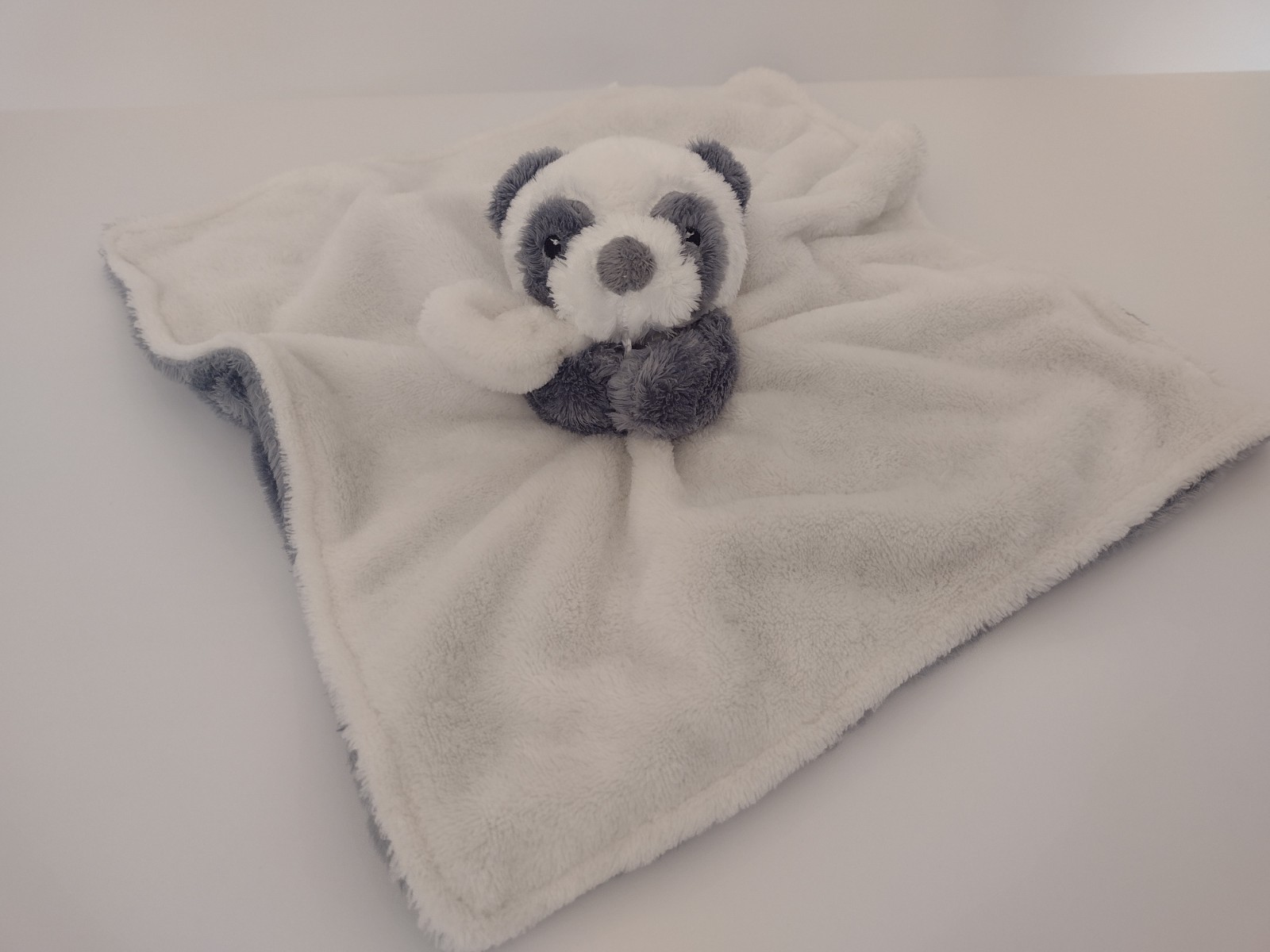 Carters Gray Panda Bear Security Blanket Plush White Thick Nunu Lovey
