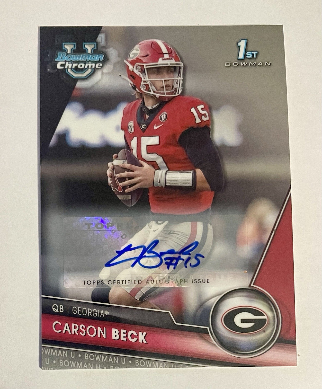 2023 Bowman University Chrome Prospect 1st Carson Beck Autograph #44