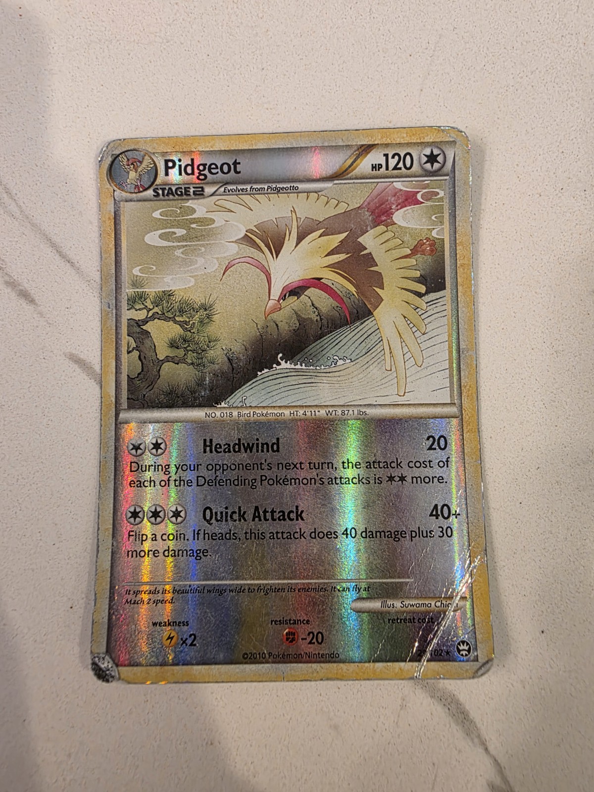 Pidgeot - 29/102 - Pokemon Triumphant Card - Reverse Holo Rare - MP/HP