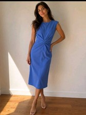 ADRIANNA PAPELL Rio Knit Tie Sheath Dress Lake Blue - Sz 10 Sleeveless