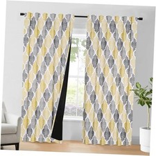 100 Blackout Curtains 96 50"W x 96"L Pack of 2 Rod Pocket  Yellow and Grey