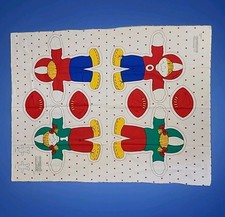 1980s Vintage Football Player Boy Girl Cut & Sew Fabric Panel Dolls Craft Pillow