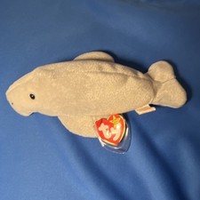 Ty Beanie Babies Manny Manatee Plush Retired 1995 MWMT.