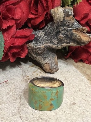 39. BÄRTIGER 925 Sterling Silber grüner TÜRKIS Blume Seitenring 6,5-6,75er, 9,4g